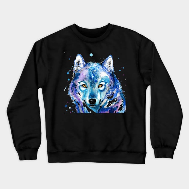 Iced Faced Wolf Painted By Watercolor A Cool Art Crewneck Sweatshirt by mangobanana